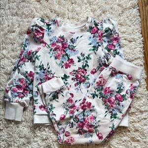 Floral Print Sweatshirt and Pants Set